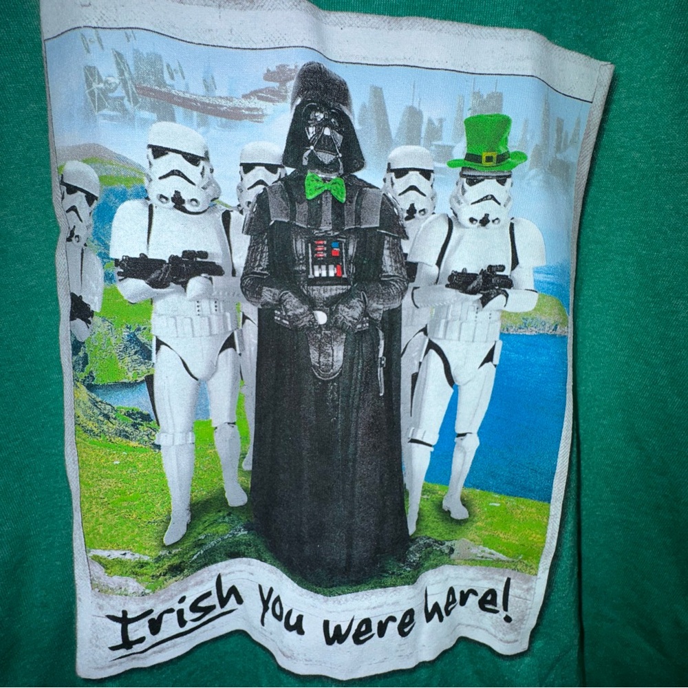St. Patrick’s Day - Star Wars, Green humorous “Irish You Were Here!” Graphic Tee